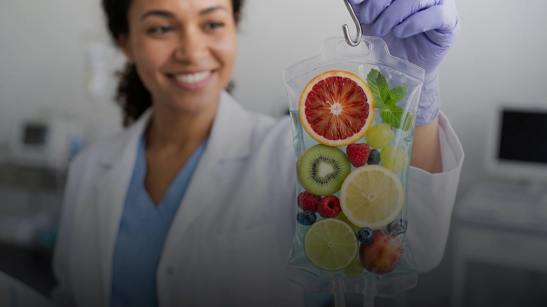 Profesional de la salud preparando una sueroterapia